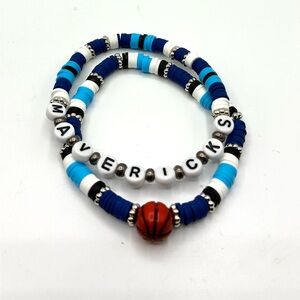 Mavericks Blue and White Beaded Bracelet Set